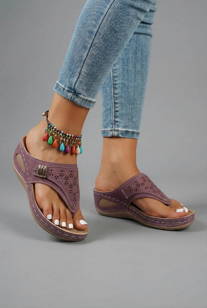 Georgia | Women Wedge Sandals with Laser-Cut Strap