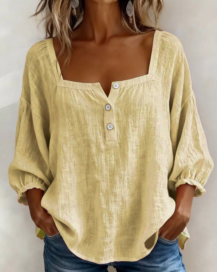 Millie | Women Clothing Linen Square Neck Blouse