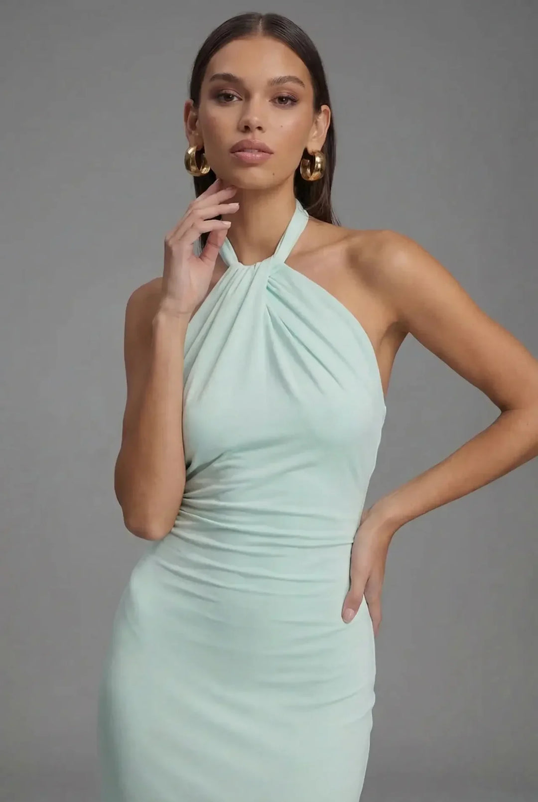 Millie | Wedding Guest Halter Neck Maxi Dress