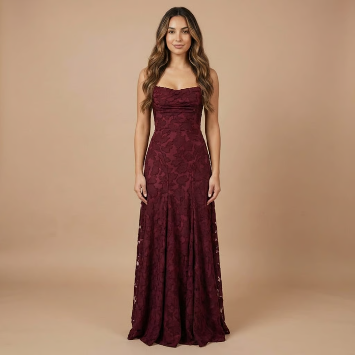 Ava | Strapless Lace Bridesmaid Maxi Dress