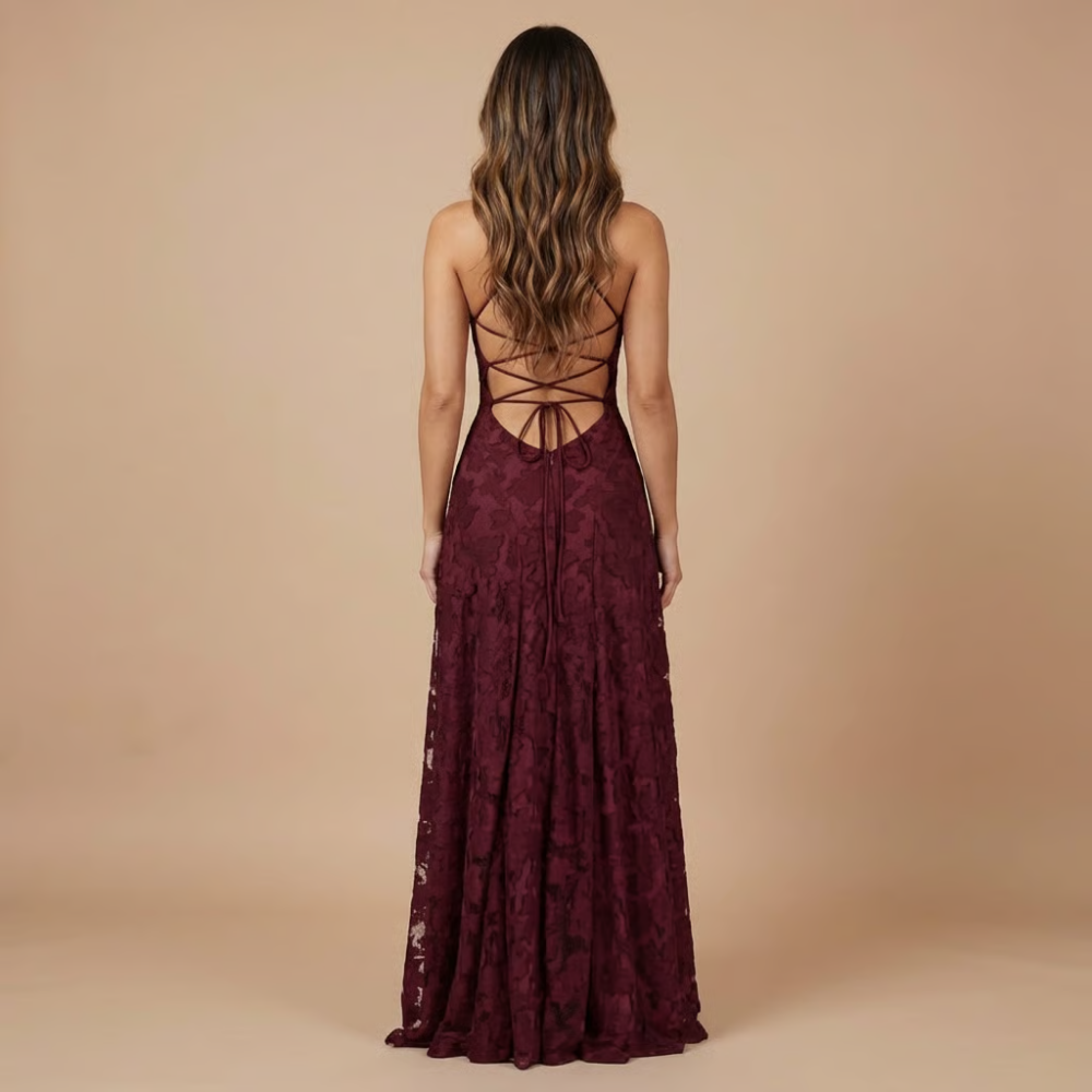 Ava | Strapless Lace Bridesmaid Maxi Dress