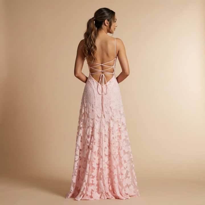 Ava | Strapless Lace Bridesmaid Maxi Dress
