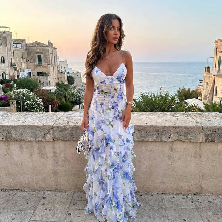 Tilly | Wedding Guest Floral Ruffle Maxi Dress