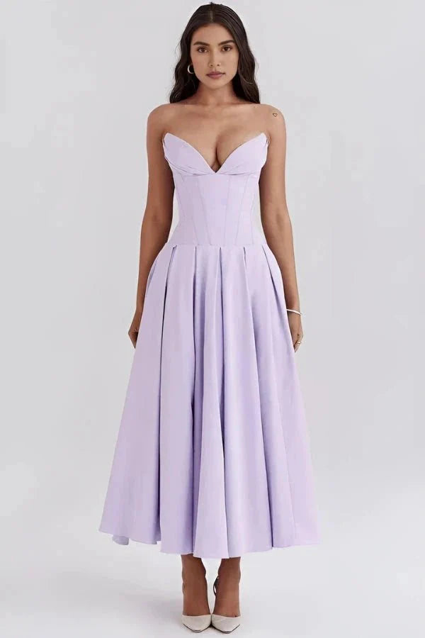 Sophia | Strapless Wedding Guest Midi Dress