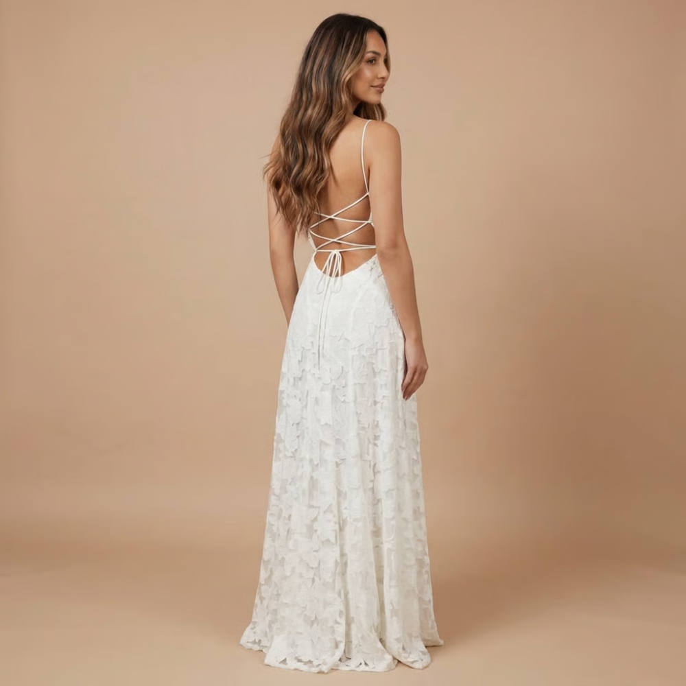 Ava | Strapless Lace Bridesmaid Maxi Dress