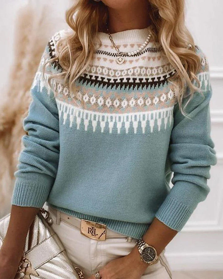 Maya | Women Spring Pattern Crewneck Sweater