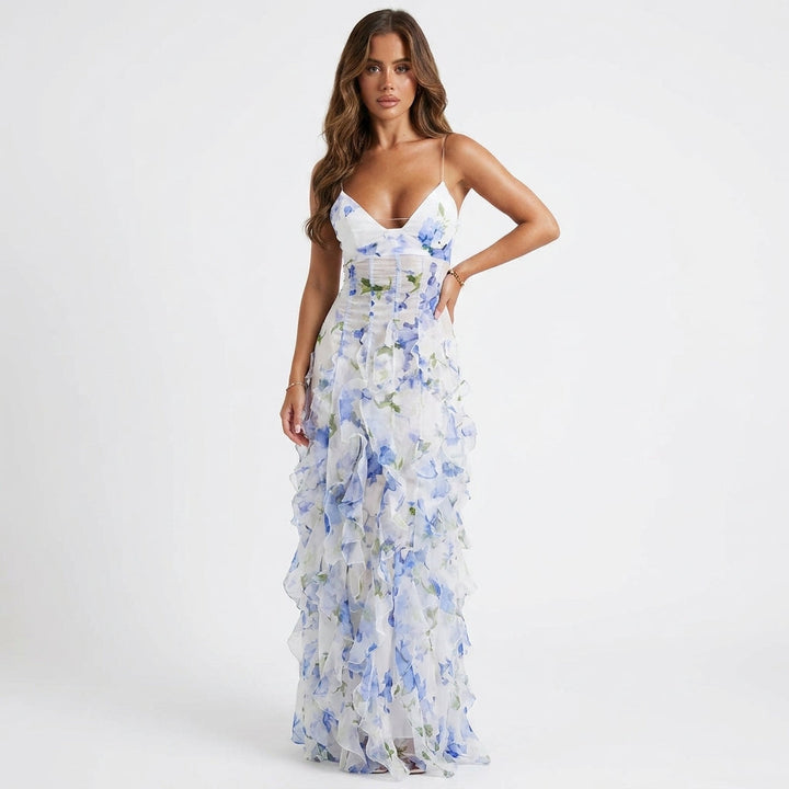 Tilly | Wedding Guest Floral Ruffle Maxi Dress