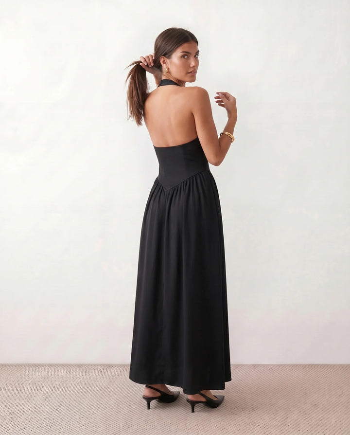 Nancy | Wedding Guest Halter Neck Midi Dress