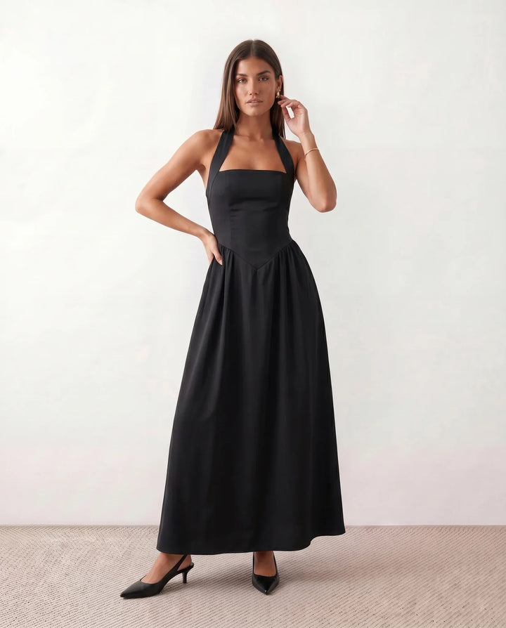 Nancy | Wedding Guest Halter Neck Midi Dress