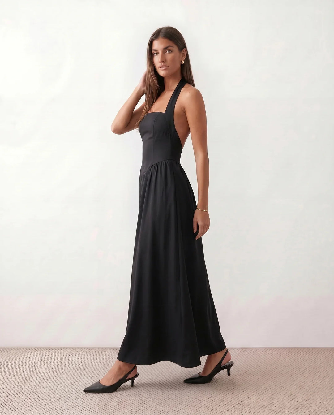 Nancy | Wedding Guest Halter Neck Midi Dress