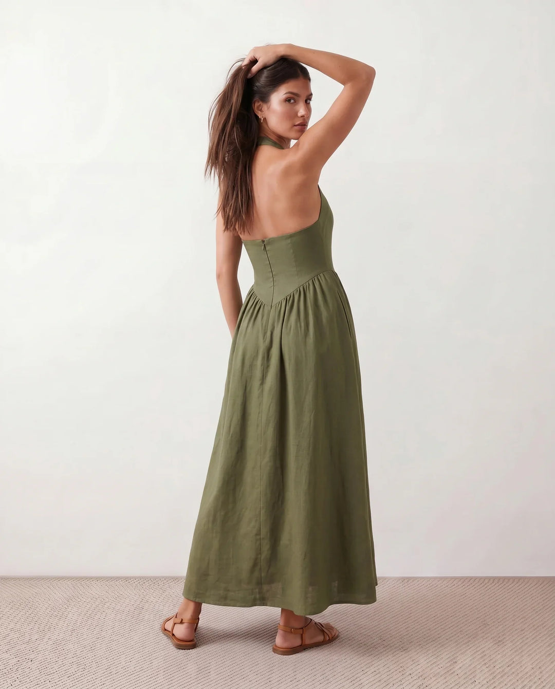 Nancy | Wedding Guest Halter Neck Midi Dress