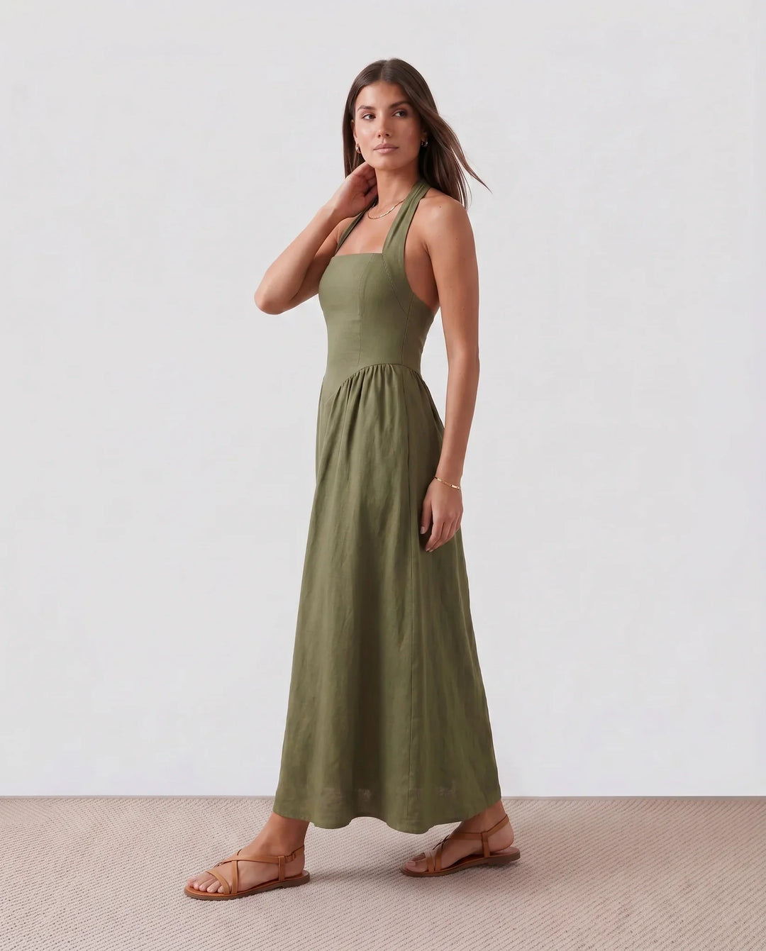 Nancy | Wedding Guest Halter Neck Midi Dress