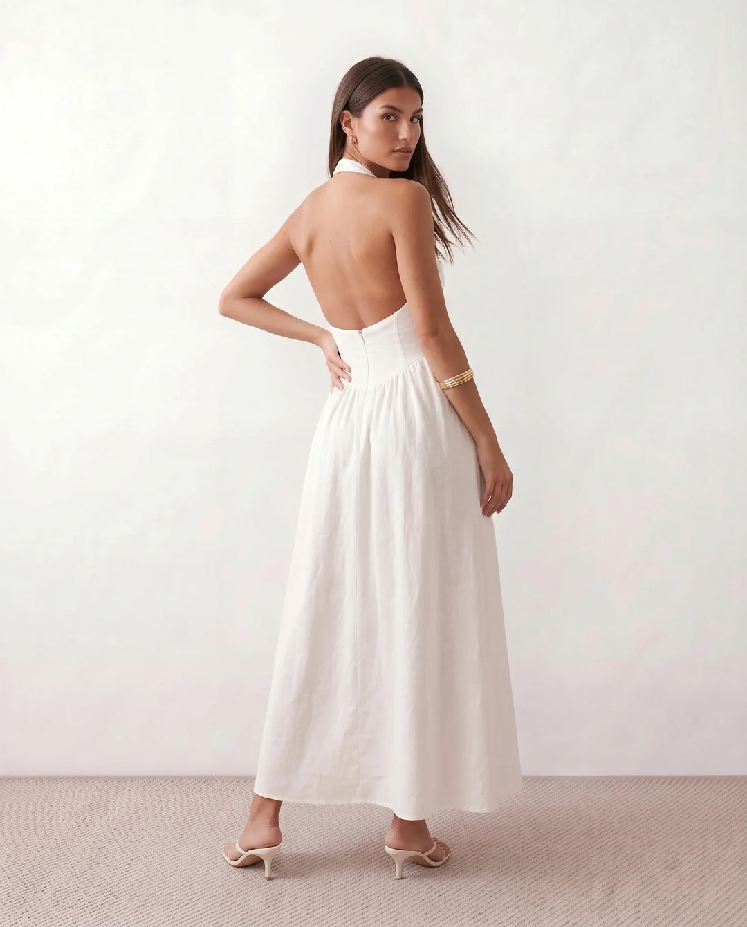 Nancy | Wedding Guest Halter Neck Midi Dress