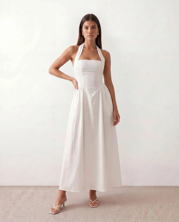 Nancy | Wedding Guest Halter Neck Midi Dress