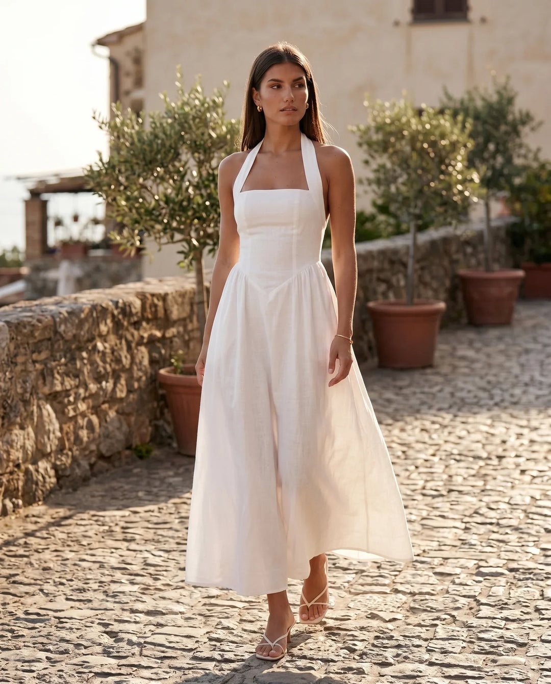 Nancy | Wedding Guest Halter Neck Midi Dress
