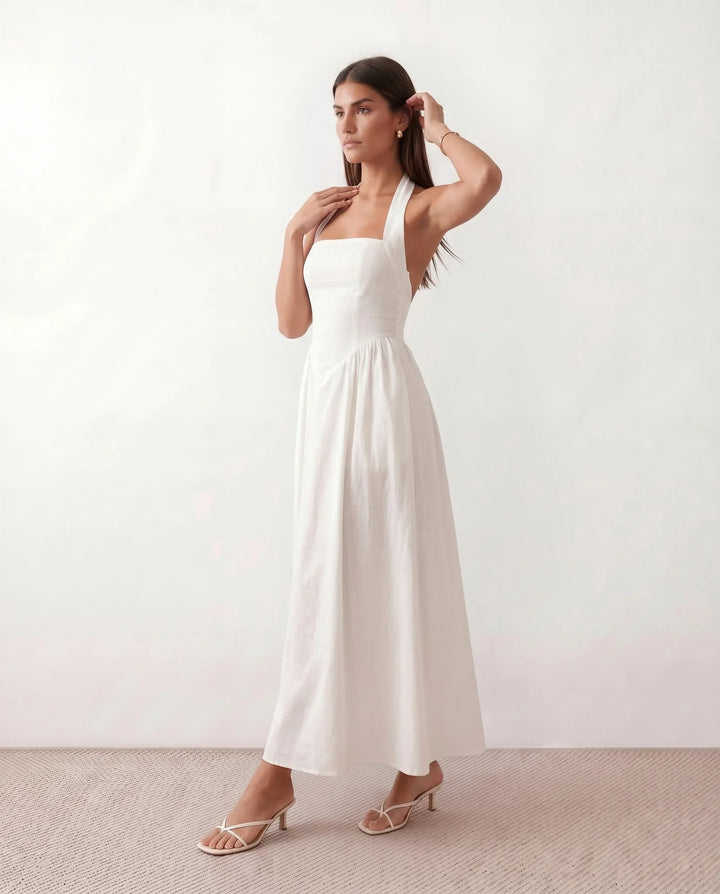 Nancy | Wedding Guest Halter Neck Midi Dress