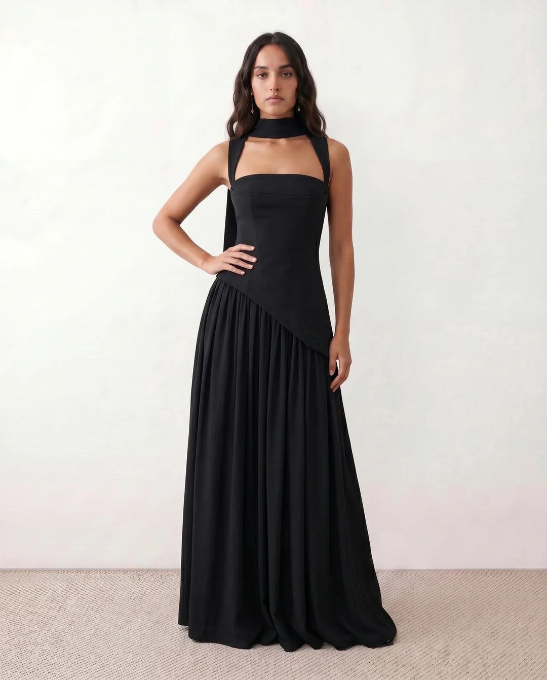 Tilly | Wedding Guest Maxi Dress with Scarf Detail