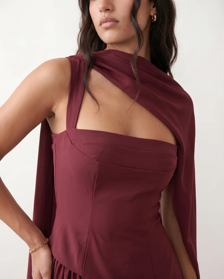 Tilly | Wedding Guest Maxi Dress with Scarf Detail