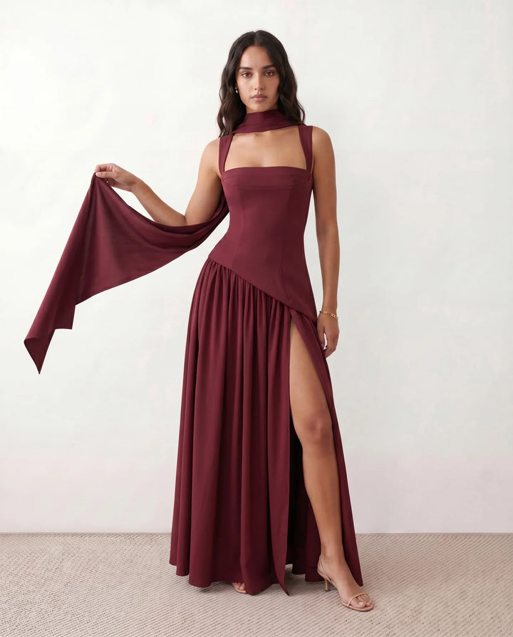 Tilly | Wedding Guest Maxi Dress with Scarf Detail