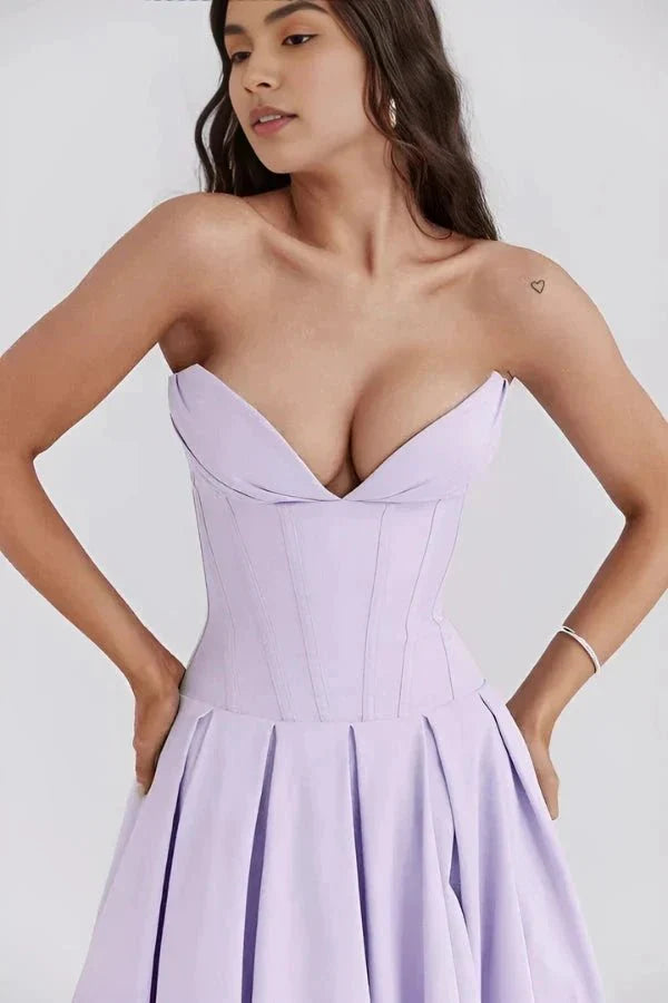 Sophia | Strapless Wedding Guest Midi Dress