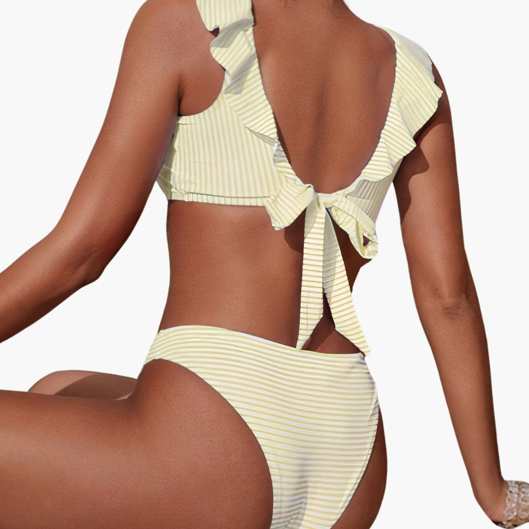 Willow | Striped Ruffle Bikini Set Summer Swimwear