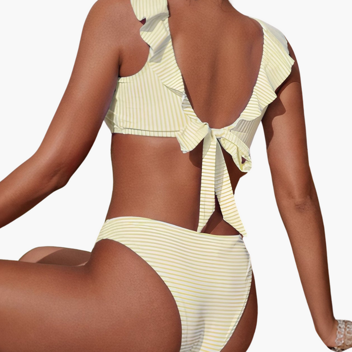Willow | Striped Ruffle Bikini Set Summer Swimwear