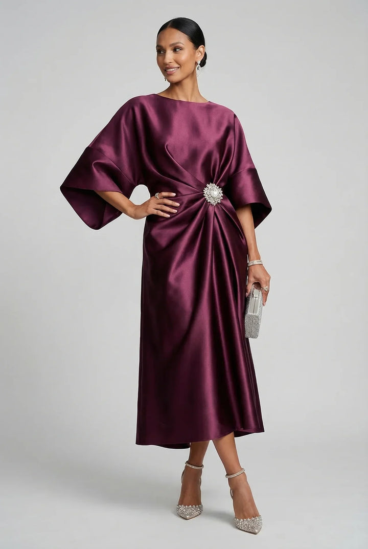 Sienna | Wedding Guest Satin Midi Dress Women