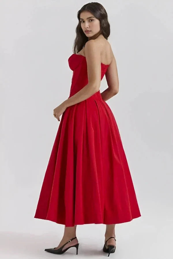 Sophia | Strapless Wedding Guest Midi Dress