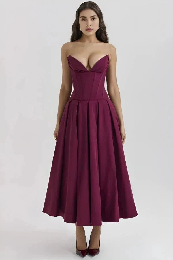 Sophia | Strapless Wedding Guest Midi Dress