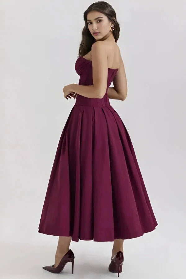 Sophia | Strapless Wedding Guest Midi Dress