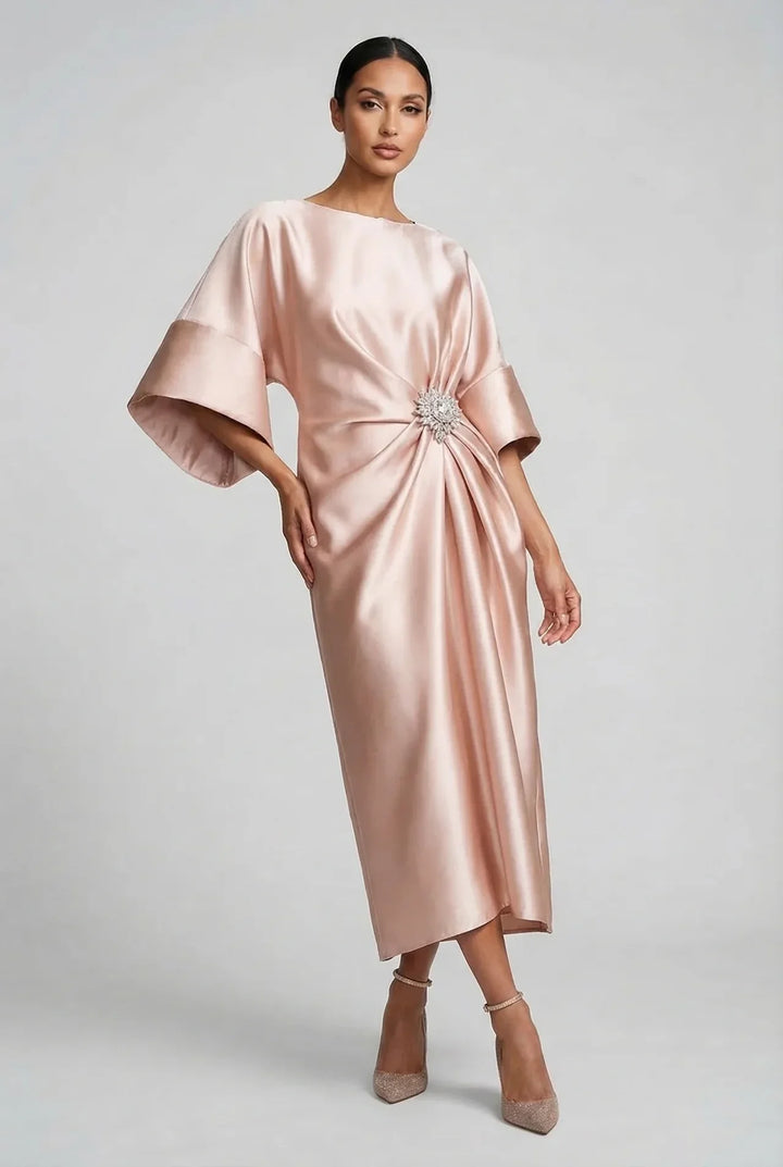 Sienna | Wedding Guest Satin Midi Dress Women