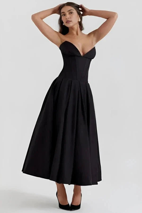 Sophia | Strapless Wedding Guest Midi Dress