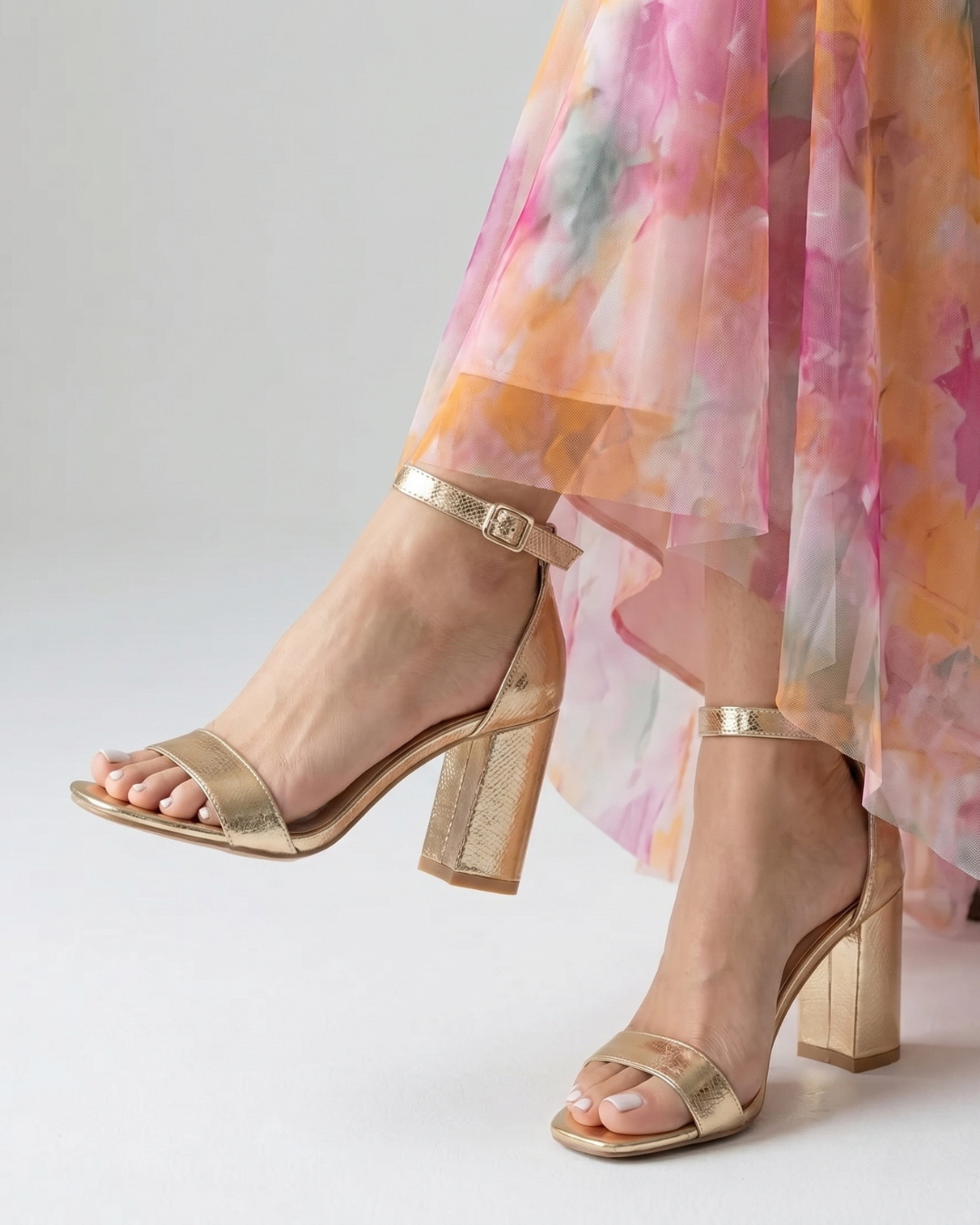 Verity | Gold Block Heel Sandals