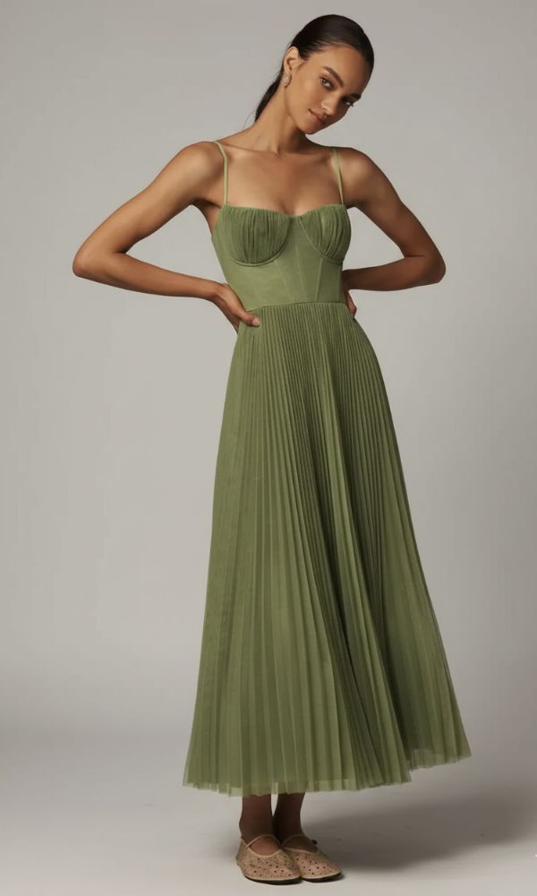 Grace | Wedding Guest Pleated Tulle Midi Dress