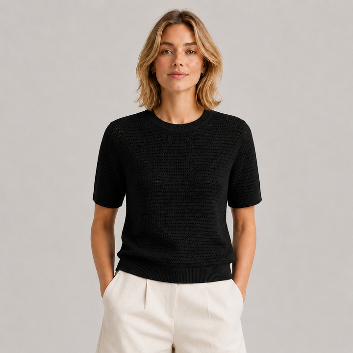 Cilvella | Tencel Lyocell Short Sleeve Knit Sweater