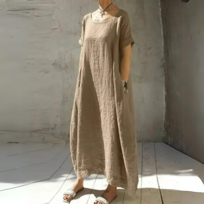 Sophia | Linen Short Sleeve Maxi Dress Women