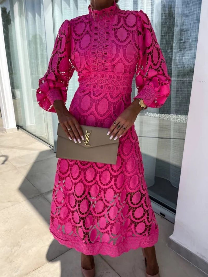 Ivy | Wedding Guest Lace Long Sleeve Midi Dress