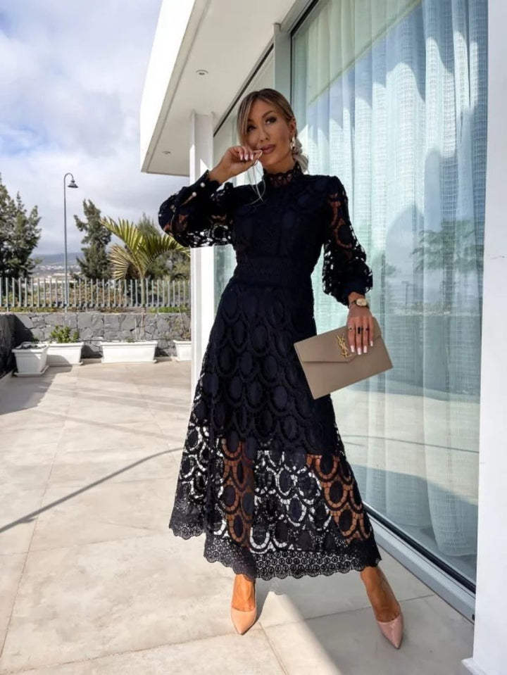 Ivy | Wedding Guest Lace Long Sleeve Midi Dress