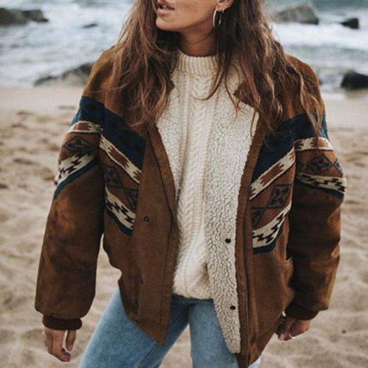Bronte | Womens Aztec Print Sherpa Lined Jacket