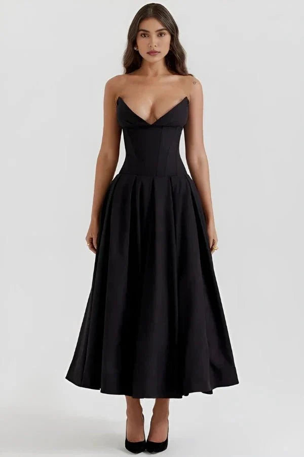 Sophia | Strapless Wedding Guest Midi Dress