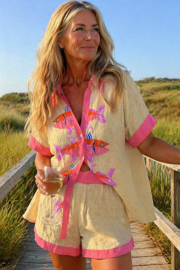 Ava | Women Clothing Lobster Print Short Set