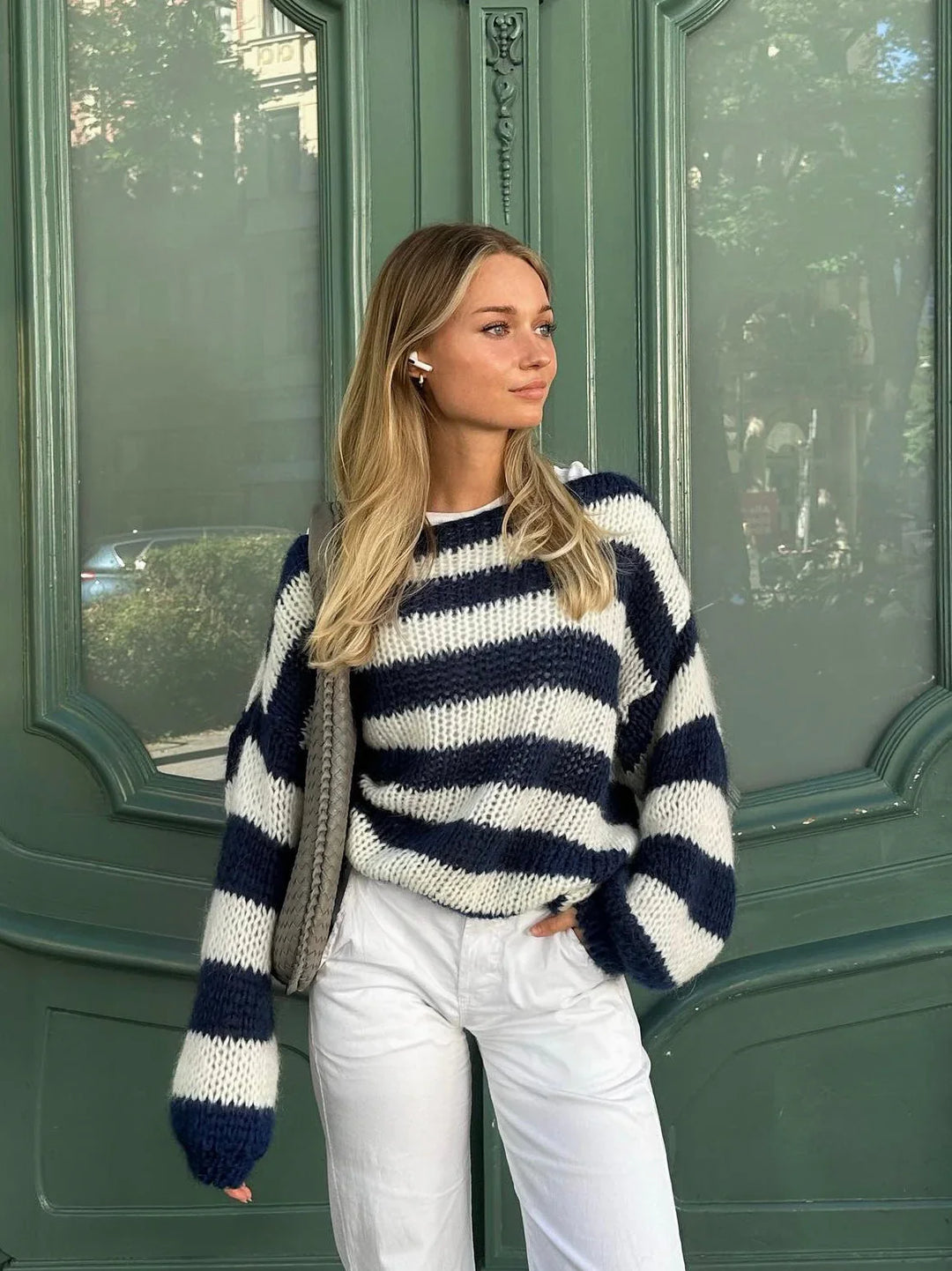 Jade Striped Knit Pullover