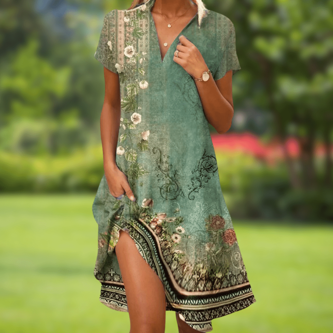 Effie | Boho Print Summer Midi Dress Women