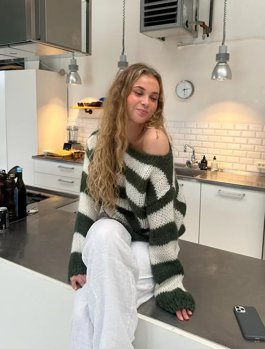 Jade Striped Knit Pullover