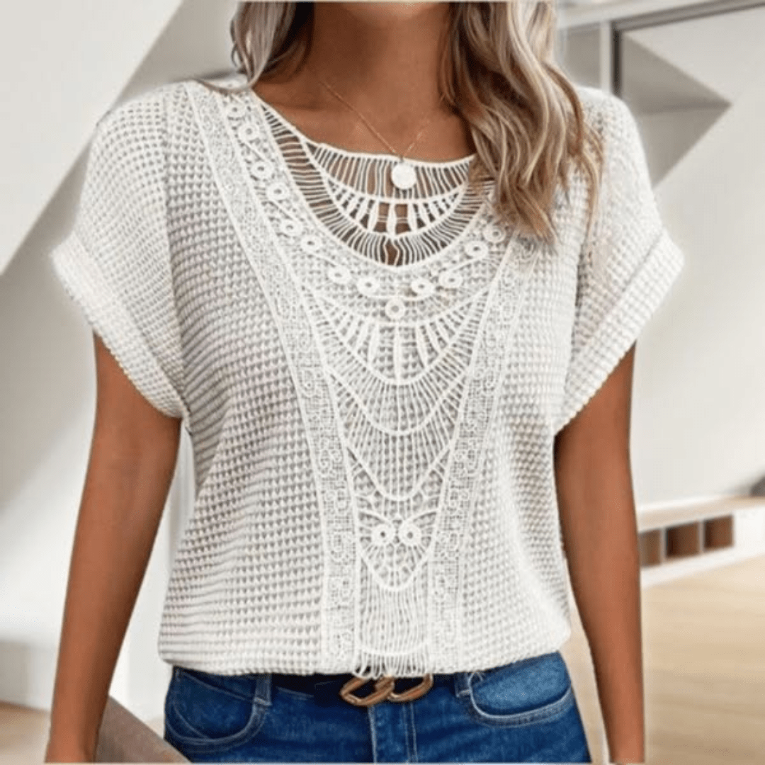 Olivia | Lace Panel Women Clothing Knit Top