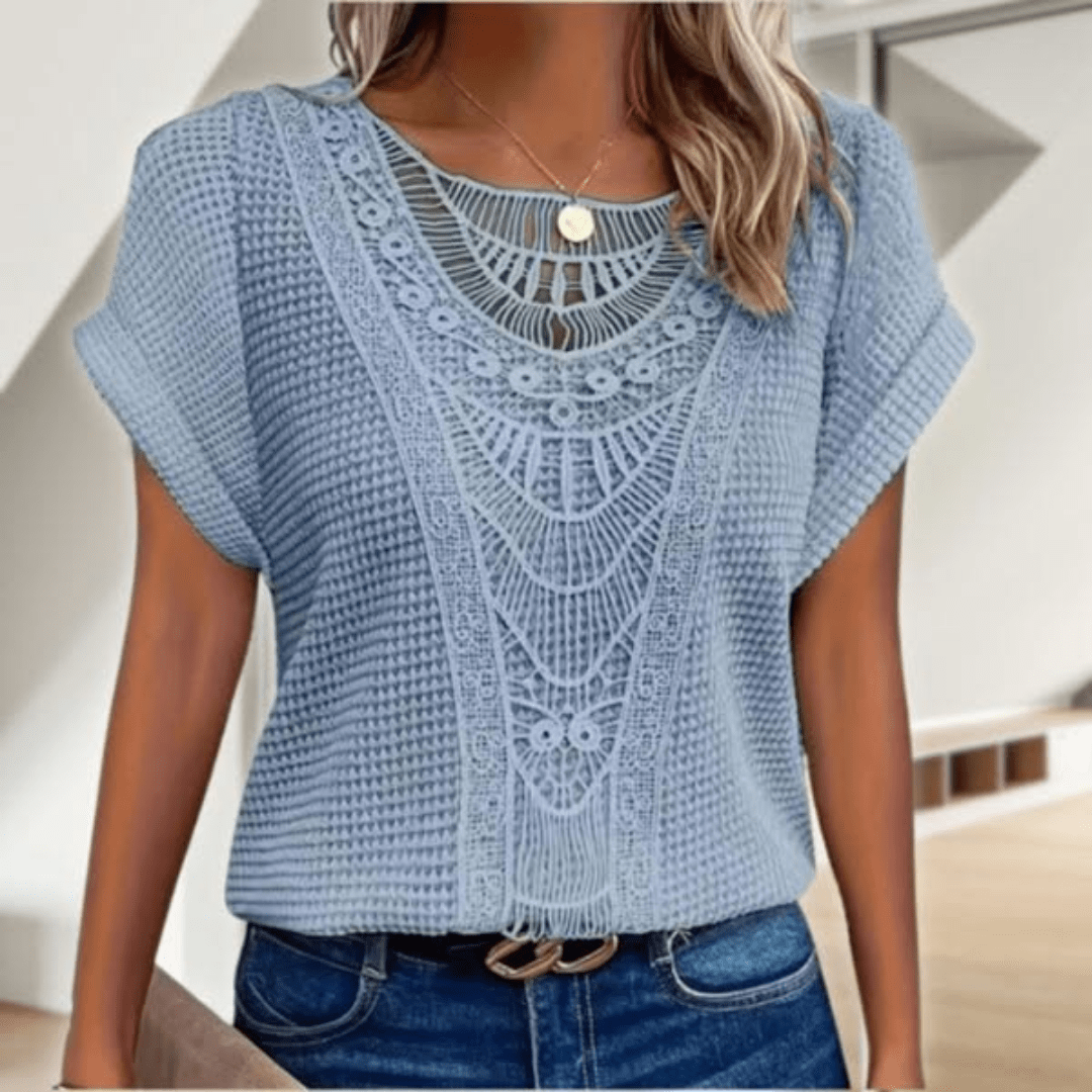 Olivia | Lace Panel Women Clothing Knit Top