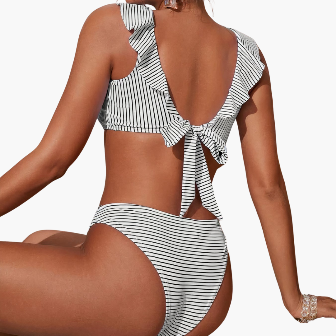 Willow | Striped Ruffle Bikini Set Summer Swimwear