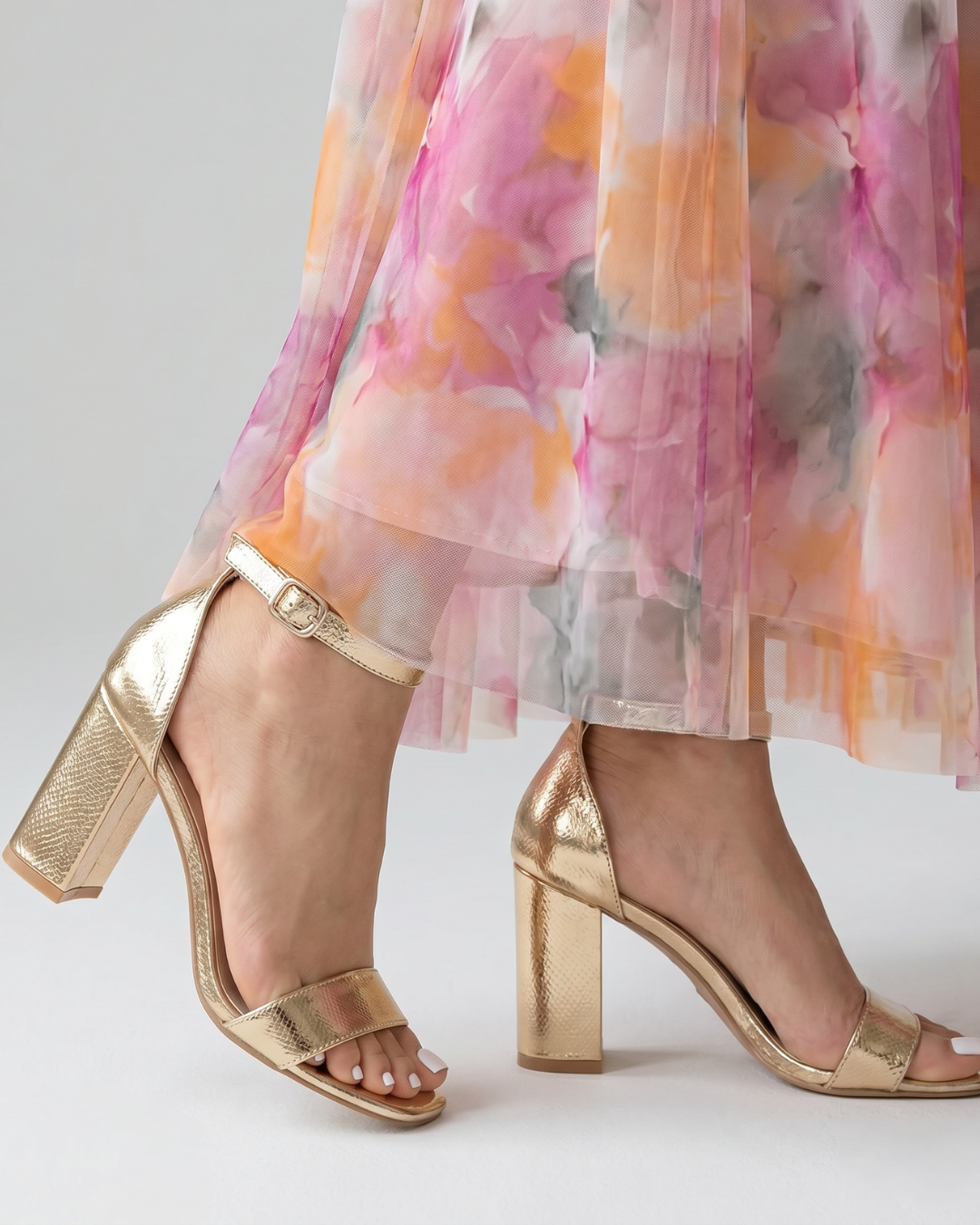 Verity | Gold Block Heel Sandals