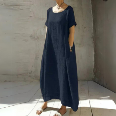 Sophia | Linen Short Sleeve Maxi Dress Women