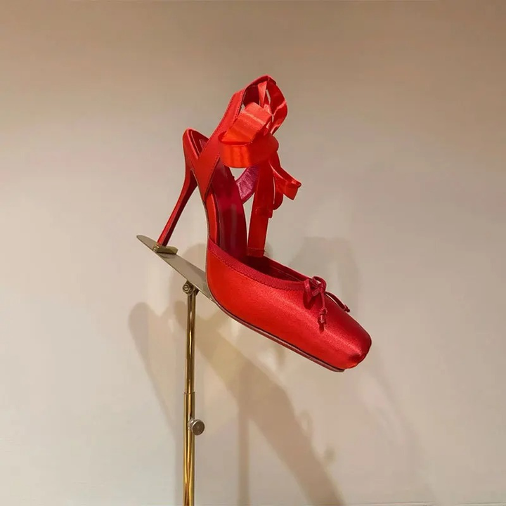 Poppy | Satin Ankle Tie Sandals Wedding Heels
